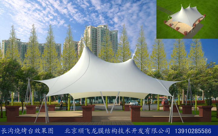 長溝景觀張拉膜結(jié)構(gòu)